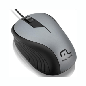 Mouse Multilaser Emborrachado Cinza e Preto Com Fio Usb