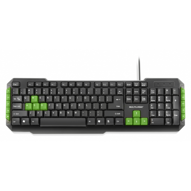 Teclado Gamer Multimidia Com Hotkeys Preto/Verde Multilaser TC201