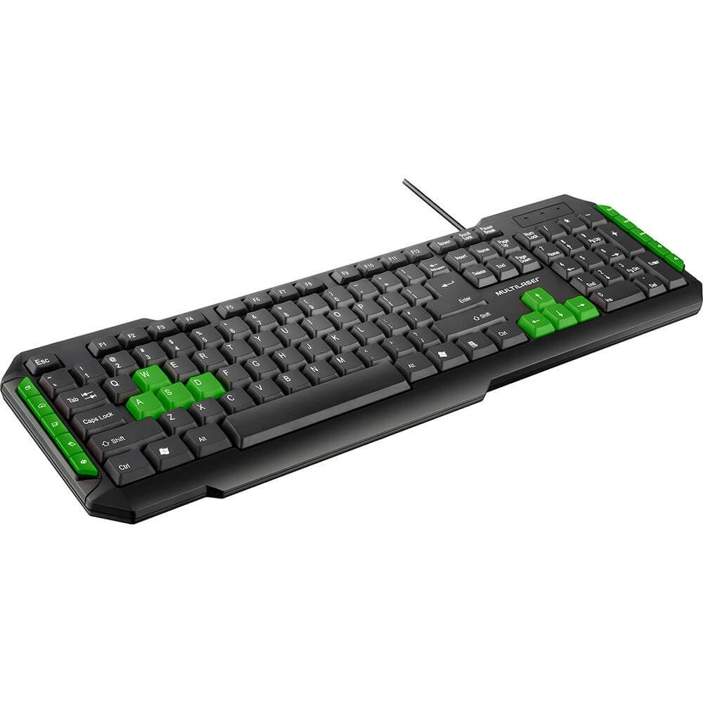 Teclado Gamer Multimidia Com Hotkeys Preto/Verde Multilaser TC201 - Imagem 2