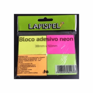 Bloco Adesivo Neon 38 X 50 com 4 Lapispel