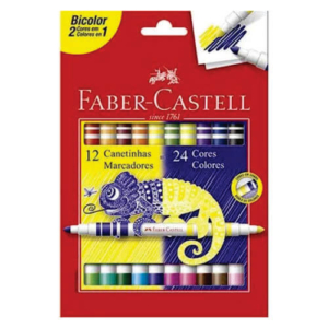 Canetinha Hidrográfica 24 Cores Bicolor Faber Castell