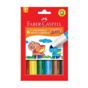 Canetinha Hidrográfica 6 Cores Jumbo Triangular Faber Castell