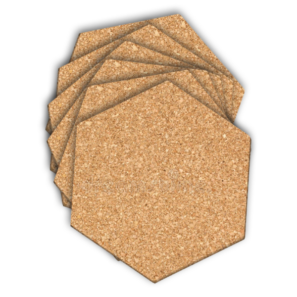 Cortiça Auto Adesiva Hexagonal 25 cm X 29 cm X 4 mm