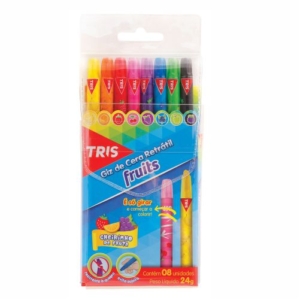 Giz De Cera Retrátil Fruits 8 Cores Tris