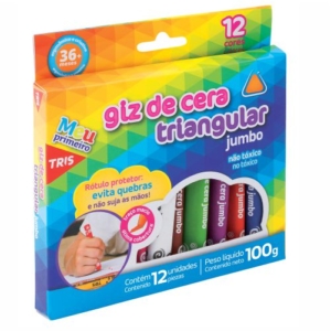 Giz De Cera Triangular Jumbo 12 Cores Tris