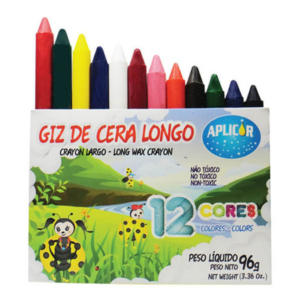Giz De Cera Longo 12 Cores