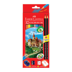Lápis de Cor 12 Cores Kit Escolar Faber Castell