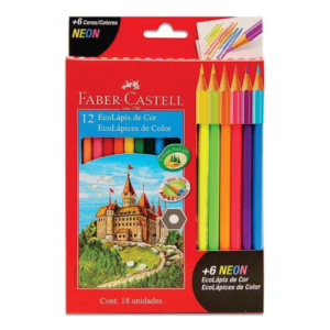 Lápis de Cor 12 Cores + 6 Neon Faber Castell