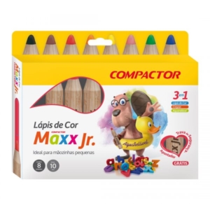 Lápis De Cor Maxx Jr Jumbo 8 Cores + Apontador Compactor