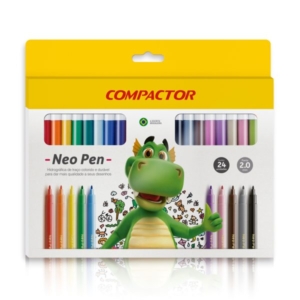 Canetinha Hidrográfica Neo-Pen 24 Cores Compactor