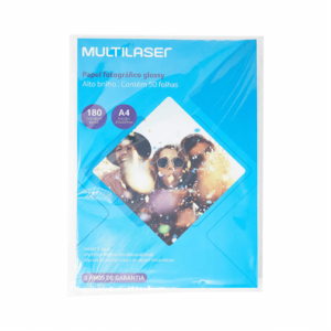 Papel Glossy Multilaser A4 180G C/ 50 Folhas Branco
