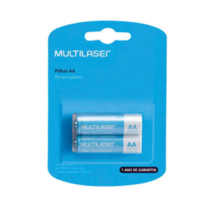 Pilhas Recarregáveis AA 2500Mah Com 2 Unidades