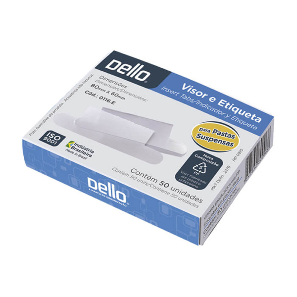 Visor e etiqueta Branca Com 50 Dello