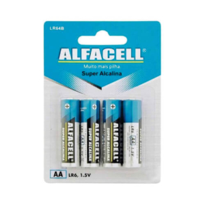 Pilha AA Alcalina 1,5V Com 4 Unidades Alfacell