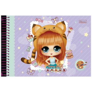 Caderno Desenho Capa Dura Espiral 80 Folhas Mon Petit Amour