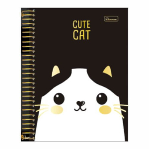 Caderno Colegial Capa Dura 160 Folhas Cute Cat