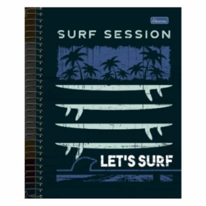 Caderno Universitário Capa Dura 200 Folhas Let´s Surf