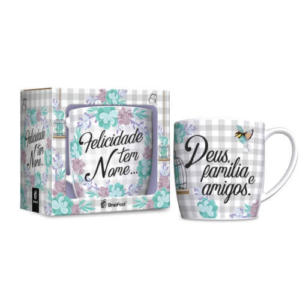 Caneca Porcelana Urban Fé Deus Família Amigos 360ml