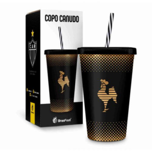 Copo Com Canudo Atlético Série Ouro 500ml