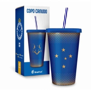 Copo Com Canudo Cruzeiro Série Ouro 500ml
