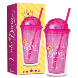 Copo Com Canudo Globo Vida De Diva 500ml