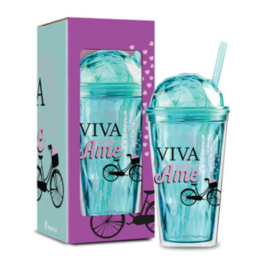 Copo Com Canudo Globo Viva Sorria 500ml