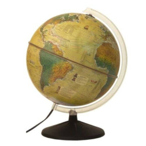 Globo Terrestre 30cm Histórico FPH Led Branco Base Preta