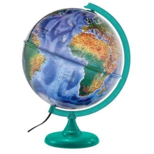 Globo Terrestre 30cm Mondo Fis/Pol Led Branco B/R Verde Turquesa