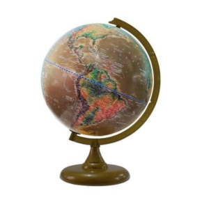 Globo Terrestre 30cm Satélite Fis/Hist B/R Ouro Velho