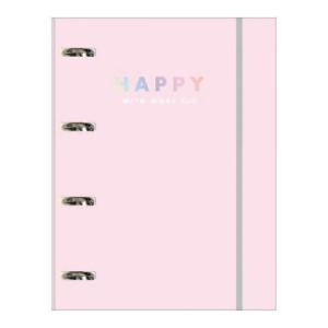 Caderno Argolado Cartonado Universitário Com Elástico 80 Folhas Happy