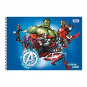 Caderno Desenho Capa Dura Espiral 80 Folhas Avengers