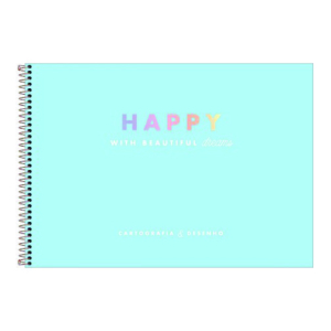 Caderno Desenho Capa Dura Espiral 80 Folhas Happy