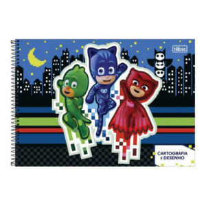 Caderno Desenho Capa Dura Espiral 80 Folhas Pj Masks