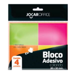 Bloco Adesivo Neon 38mm x 50mm 4 Blocos
