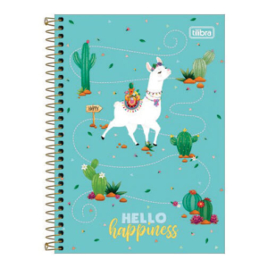 Caderno Capa Dura Espiral 1/4 80 Folhas Hello