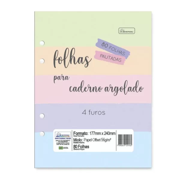 BLOCO PARA CADERNO ARGOLADO COLEG  80F CADERSIL