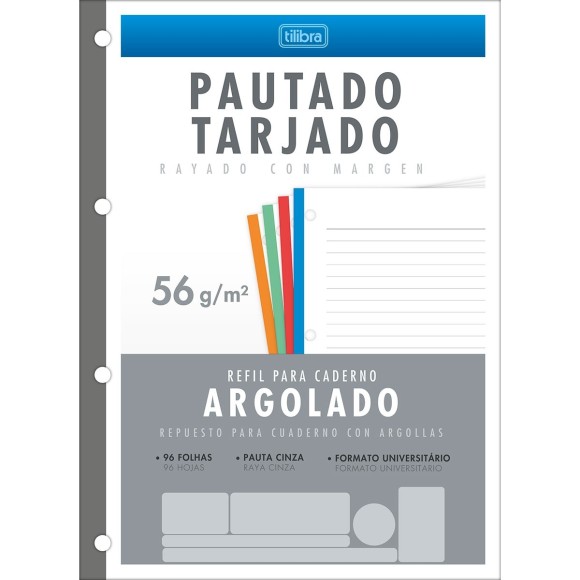 BLOCO PARA CADERNO ARGOLADO  96F TARJADO COLO AC
