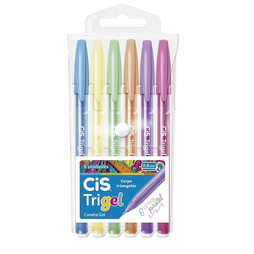 CANETA GEL CIS TRIGEL PASTEL C/6 CORES